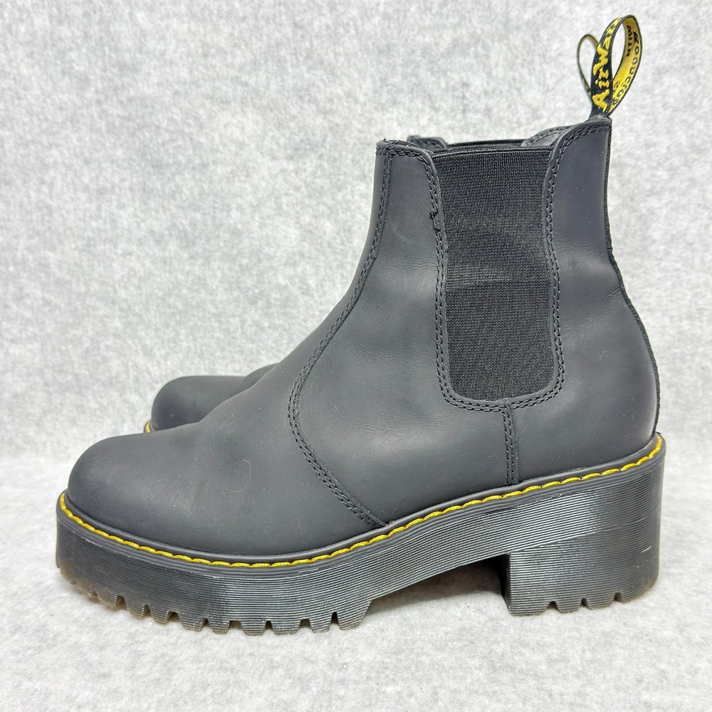 Dr Martens Rometty Womens Size 9 Platform Chelsea Boots Black Burnished Wyoming - Picture 3 of 9